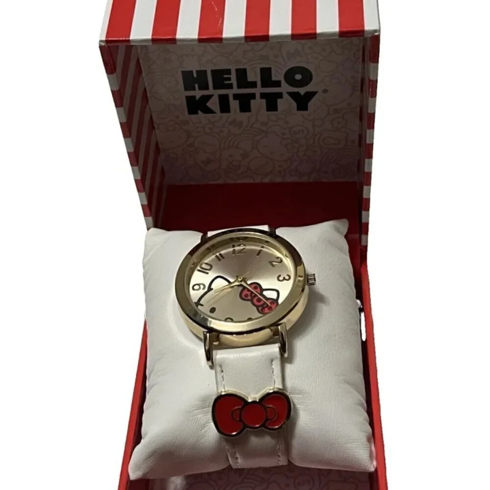 NEW Sanrio Hello Kitty Wristwatch - Gold, Red & White